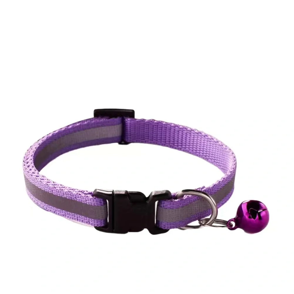 Cat or Small Dog Reflective Adjustable Collar with Bell and Quick Release Buckle
